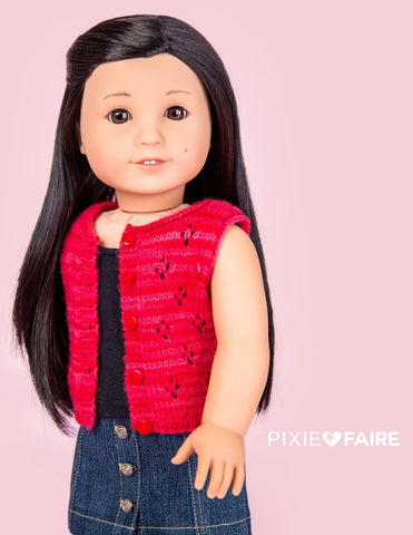 Karen Lorraine Design Knitting Lace Vest Knitting Pattern For 18" Dolls Pixie Faire