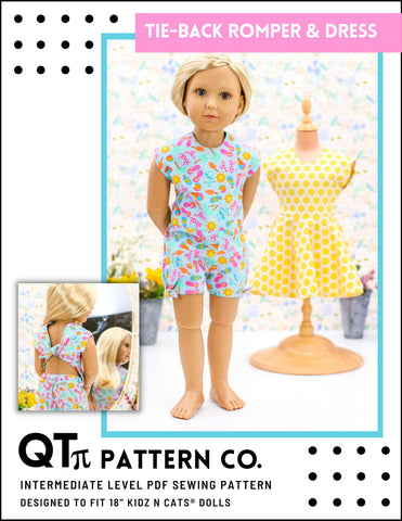 QTπ Doll Clothing Kidz n Cats Tie Back Romper and Dress for Kidz N Cats Dolls Pixie Faire