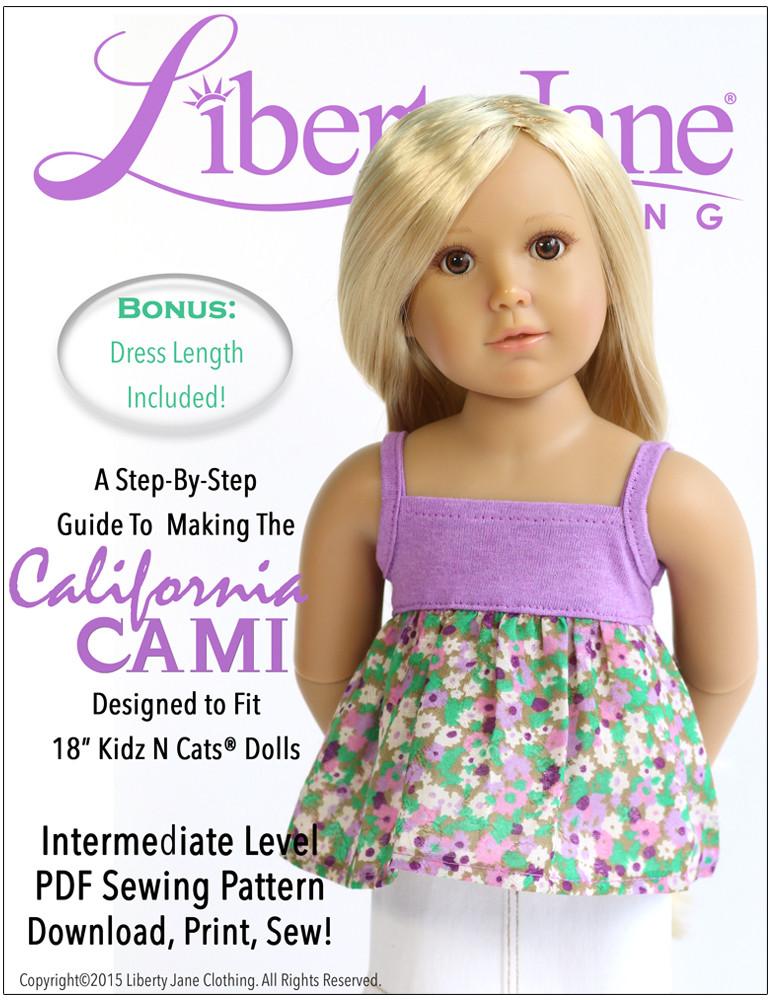 Liberty Jane California Cami Doll Clothes Pattern Kidz N Cats® Dolls liberty-jane-california-cami-doll-clothes-pattern-kidz-n-cats-dolls