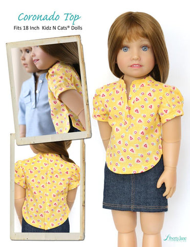 Liberty Jane Kidz n Cats Coronado Shirtdress and Top Pattern for Kidz N Cats Dolls Pixie Faire