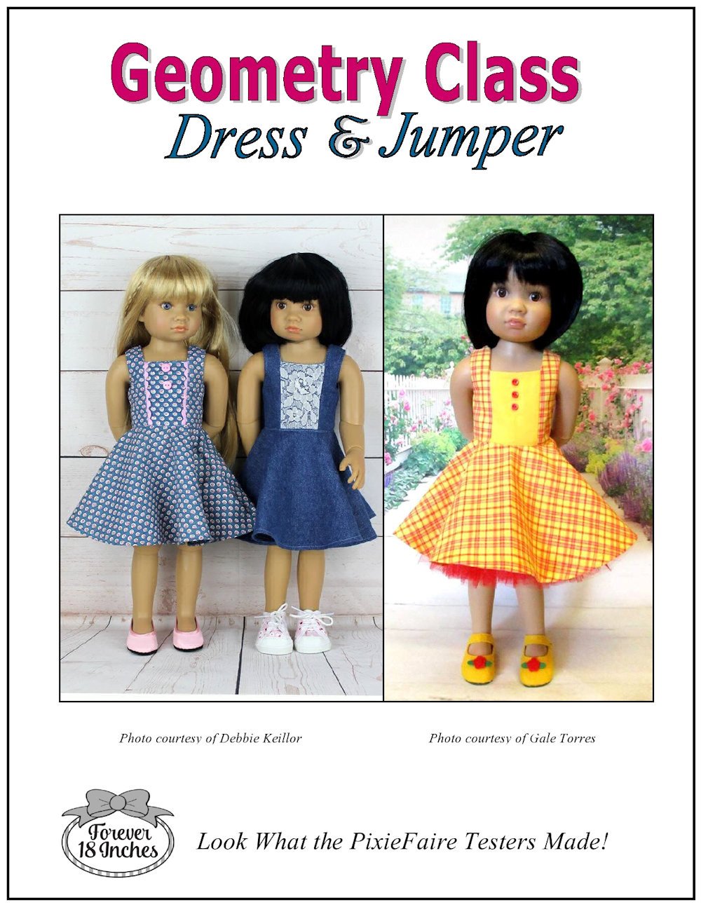 Forever 18 Inches Kidz n Cats Geometry Class Dress & Jumper Pattern for Kidz N Cats Dolls Pixie Faire
