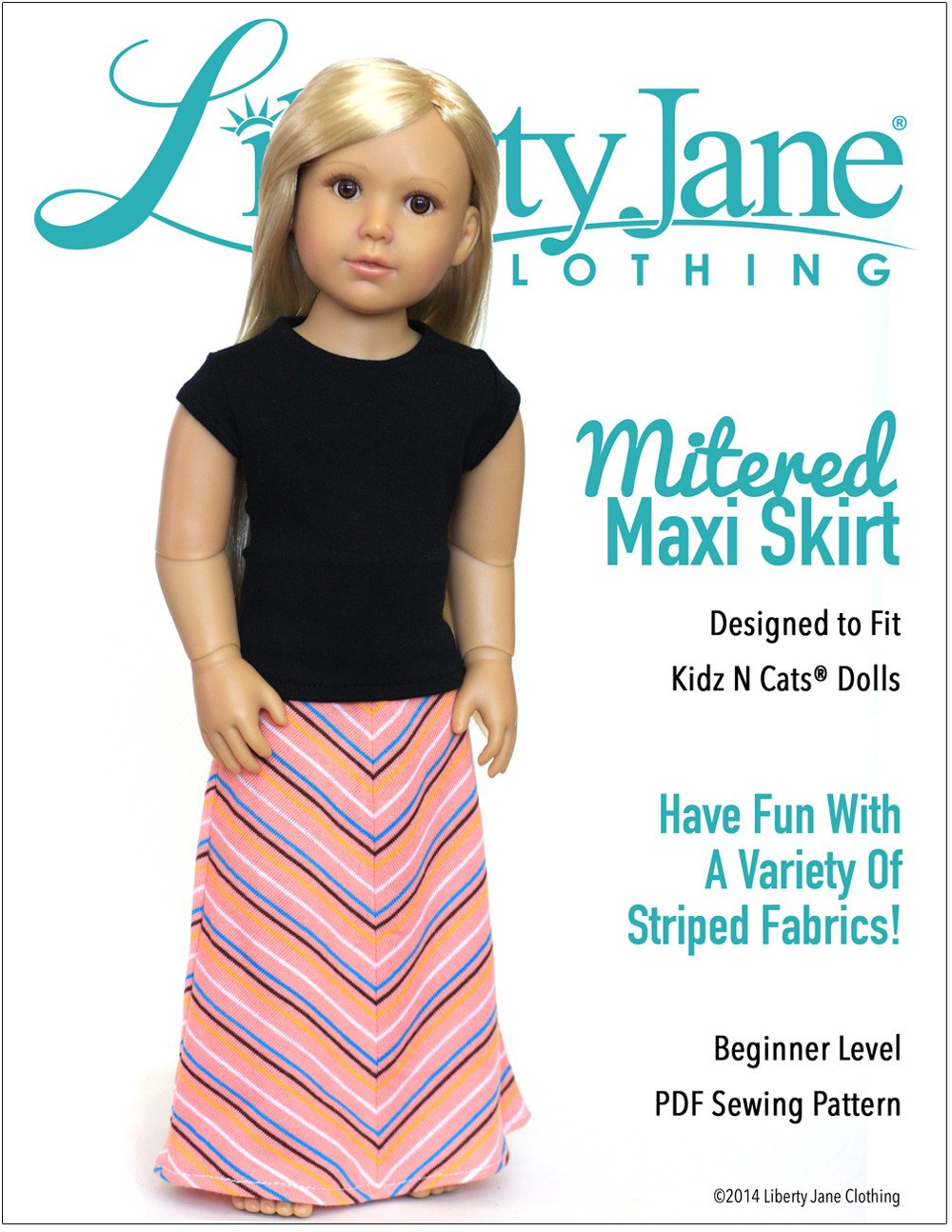 Liberty Jane Kidz n Cats Mitered Maxi Skirt Pattern for Kidz N Cats Dolls Pixie Faire