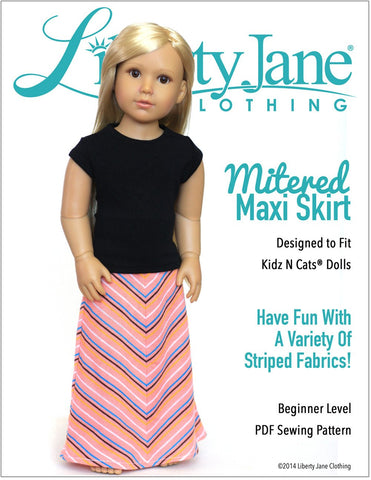 Liberty Jane Kidz n Cats Mitered Maxi Skirt Pattern for Kidz N Cats Dolls Pixie Faire