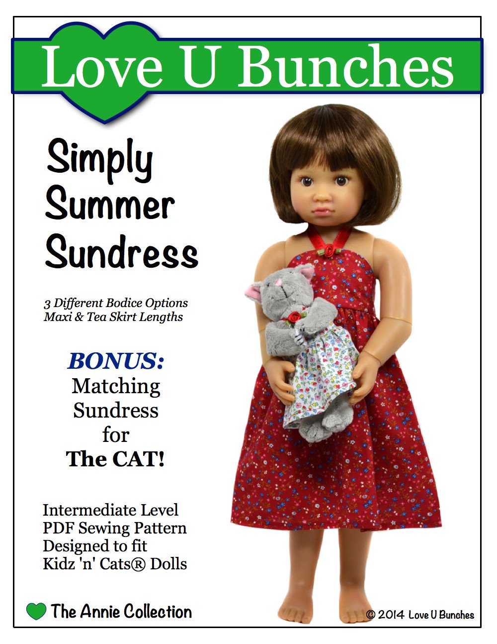Love U Bunches Kidz n Cats Simply Summer Sundress Pattern for Kidz 'n' Cats Dolls & The Cat Pixie Faire