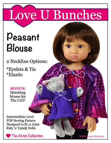 Love U Bunches Kidz n Cats Peasant Blouse for Kidz N Cats Dolls & The Cat Pixie Faire