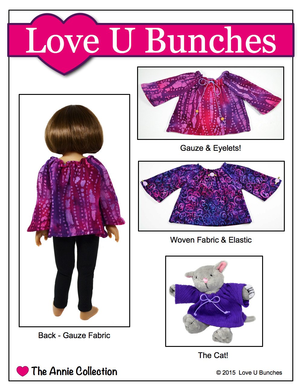 Love U Bunches Kidz n Cats Peasant Blouse for Kidz N Cats Dolls & The Cat Pixie Faire