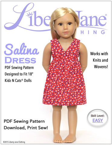 Liberty Jane Kidz n Cats Salina Dress Pattern for Kidz N Cats Dolls Pixie Faire