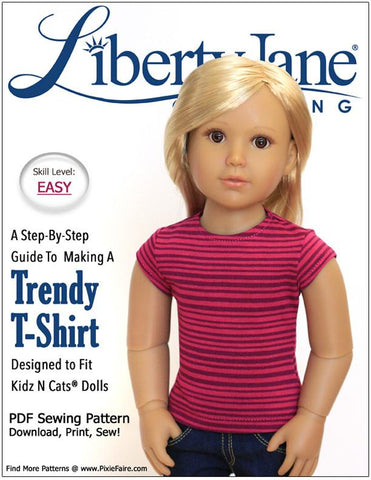 Liberty Jane Kidz n Cats Free T-Shirt Pattern for Kidz N Cats Dolls Pixie Faire