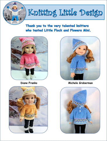 Knitting Little Designs WellieWishers Little Flock and Flowers Mini 14-14.5" Doll Clothes Knitting Pattern Pixie Faire