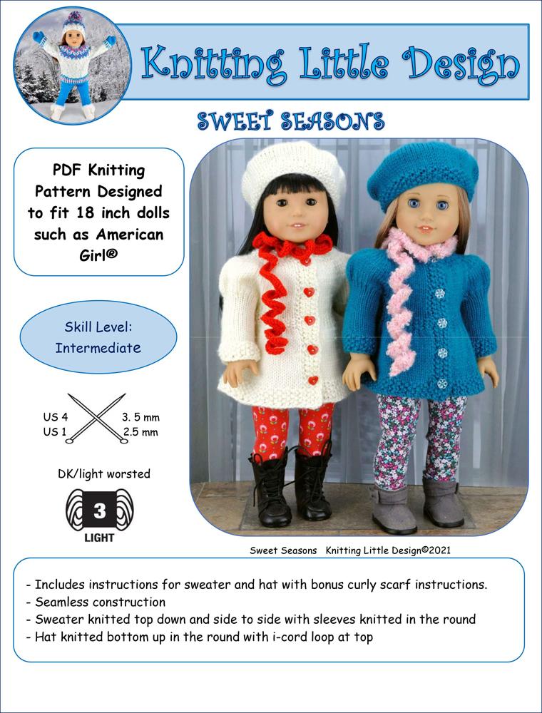 Knitting Little Designs Sweet Seasons Doll Clothes Pattern for 18 inch American Girl® Dolls knitting-little-designs-sweet-seasons-doll-clothes-pattern-for-18-inch-american-girl-dolls