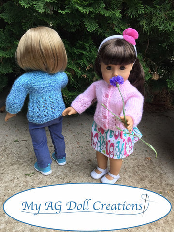 My AG Doll Creations Knitting Karina's Cozy Sweater 18" Doll Knitting Pattern Pixie Faire