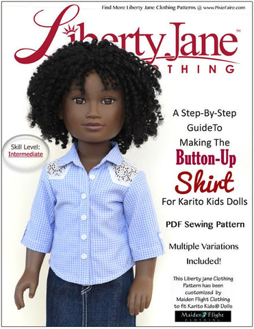 Liberty Jane Karito Kids Button Up Shirt Pattern for Karito Kids Dolls Pixie Faire