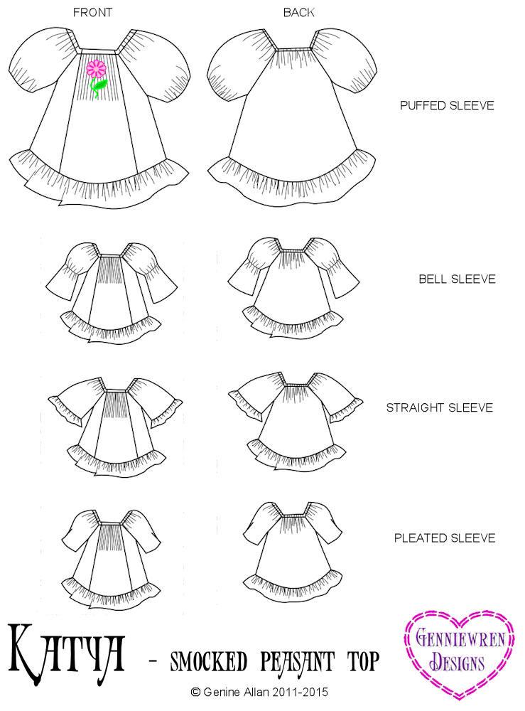 Genniewren 18 Inch Modern Katya Peasant Top 18" Doll Clothes Pixie Faire
