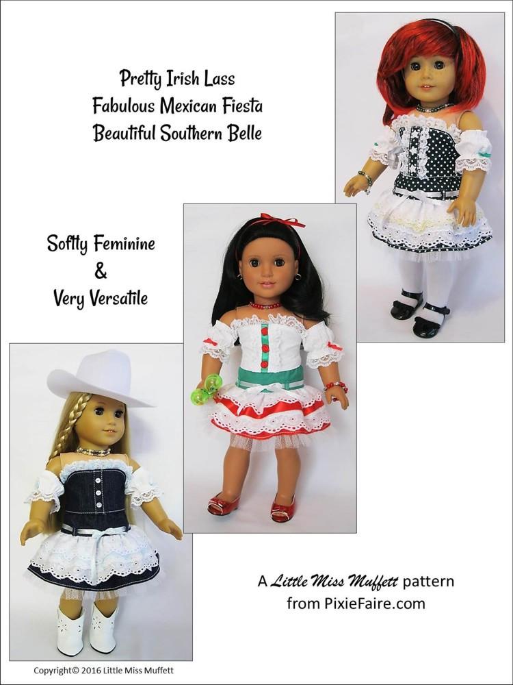 Little Miss Muffett 18 Inch Modern Kentucky Blue 18" Doll Clothes Pattern Pixie Faire