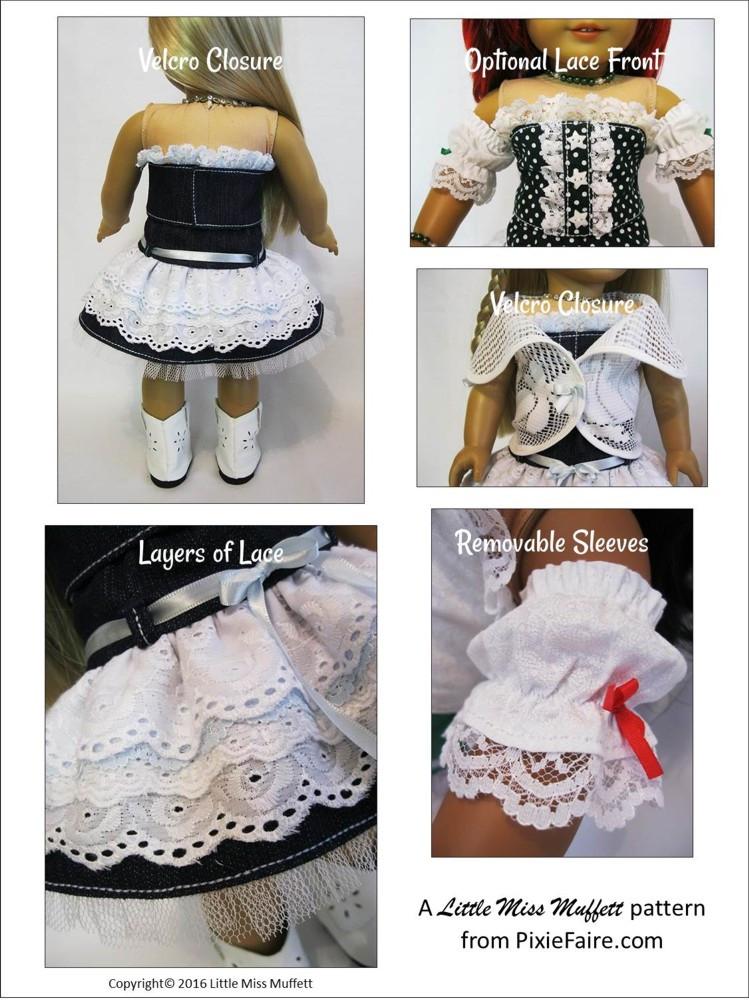 Little Miss Muffett 18 Inch Modern Kentucky Blue 18" Doll Clothes Pattern Pixie Faire