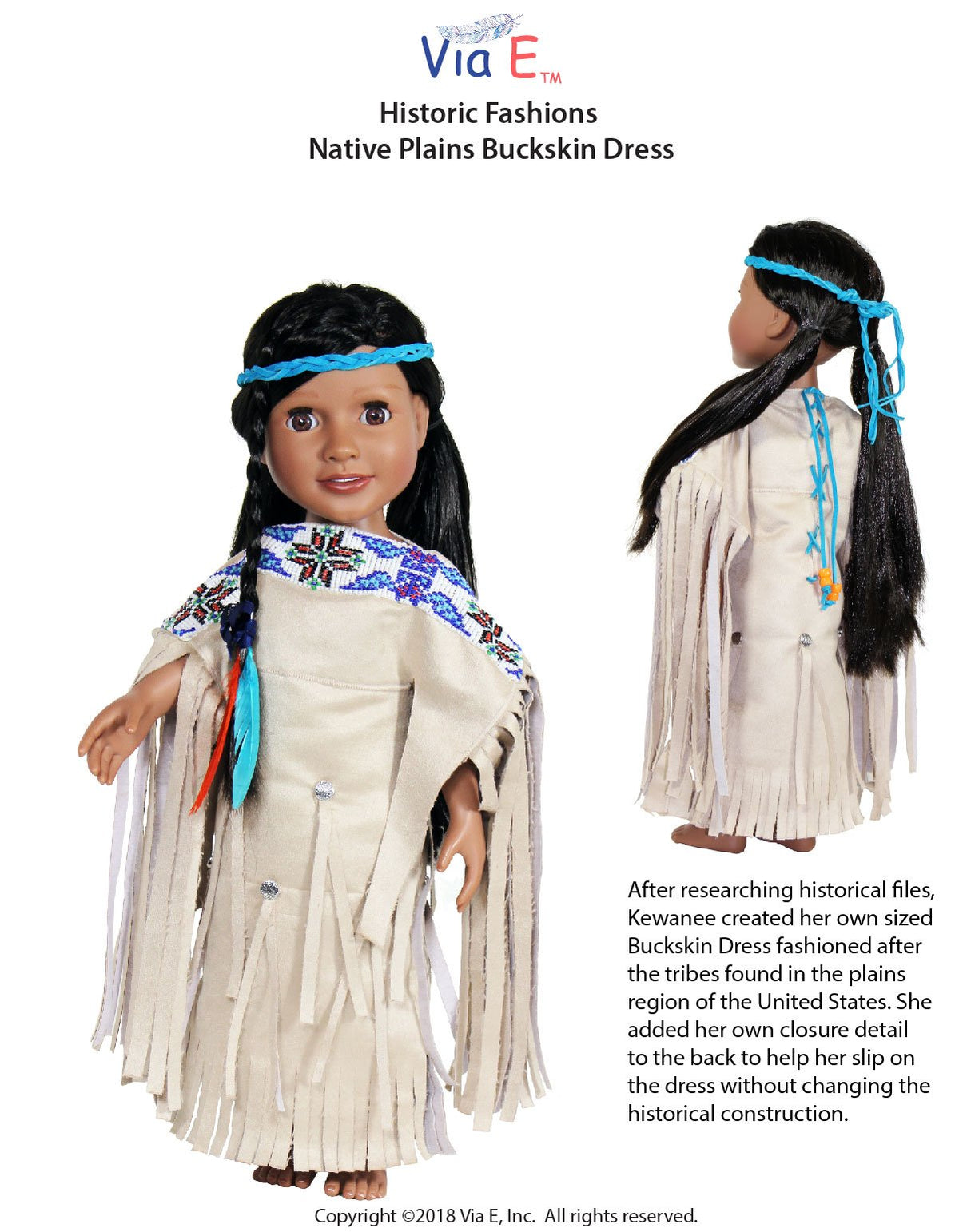 Via E Dollfriends Historic Fashions Native Plains Buckskin Dress Doll Clothes Pattern For Dollfriends Pixie Faire
