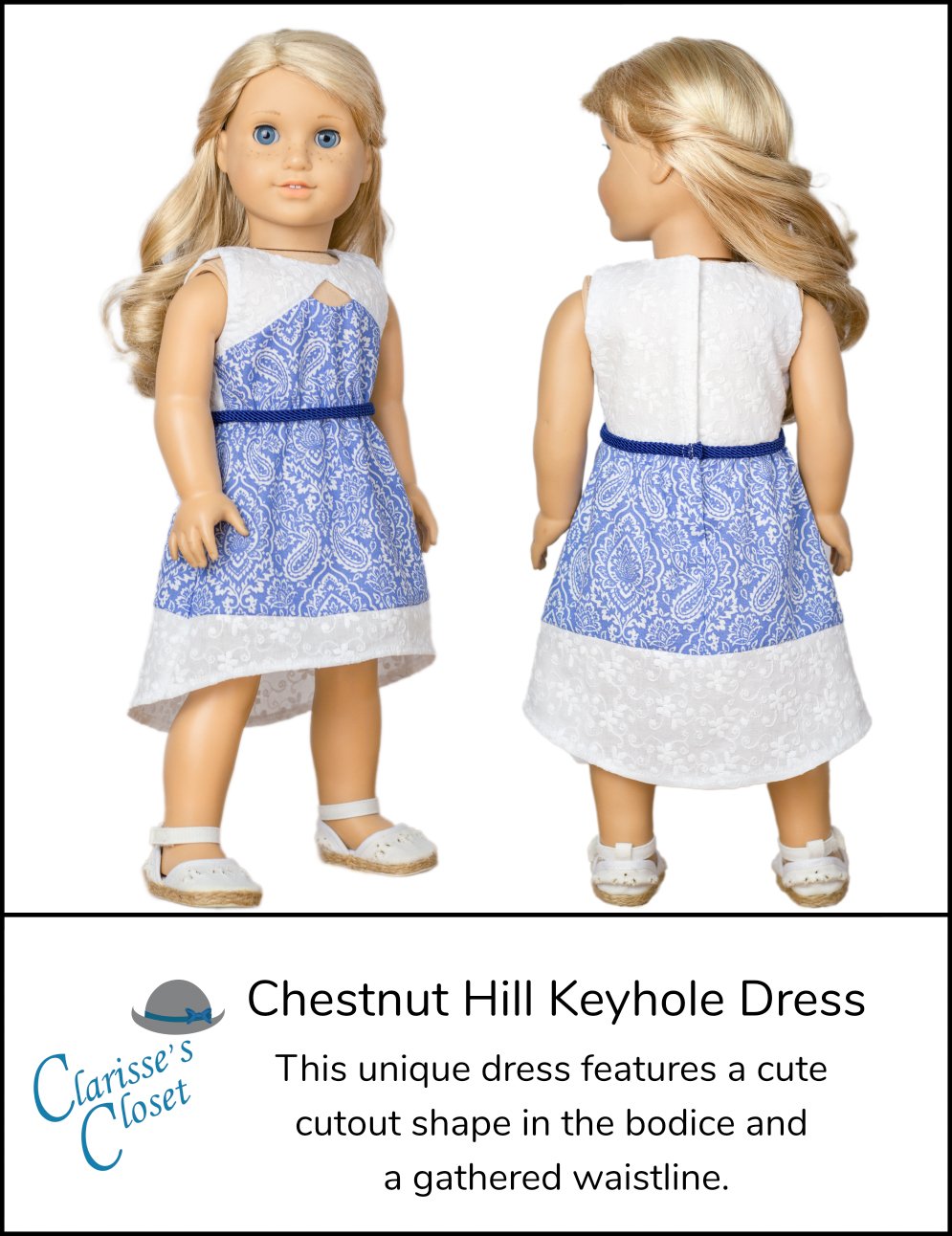 Chestnut Hill Keyhole Dress Pattern 18 inch dolls such as American Girl. Chestnut Hill Keyhole Dress Pattern 18 inch dolls such as American Girl.