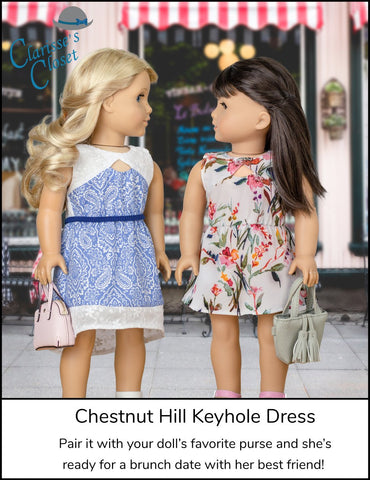 Clarisse's Closet 18 Inch Modern Chestnut Hill Keyhole Dress 18" Doll Clothes Pattern Pixie Faire