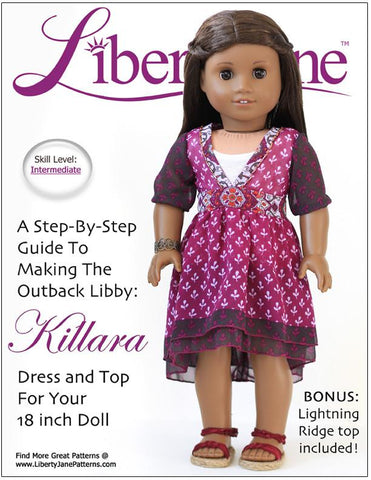 Liberty Jane 18 Inch Modern Lightning Ridge Top and Killara Dress 18" Doll Clothes Pattern Pixie Faire