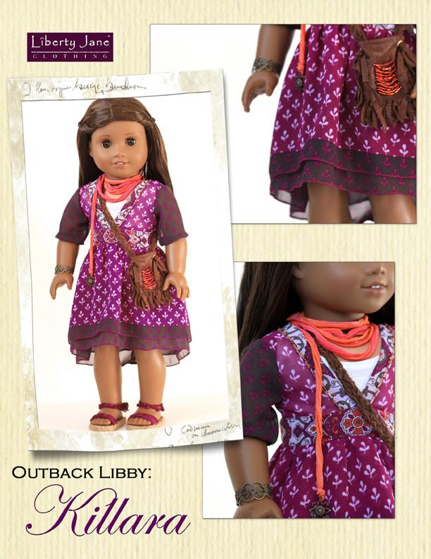 Liberty Jane 18 Inch Modern Killara Dress and Lightning Ridge Top 18" Doll Clothes Pattern Pixie Faire
