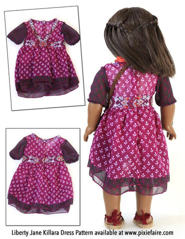 Liberty Jane 18 Inch Modern Lightning Ridge Top and Killara Dress 18" Doll Clothes Pattern Pixie Faire