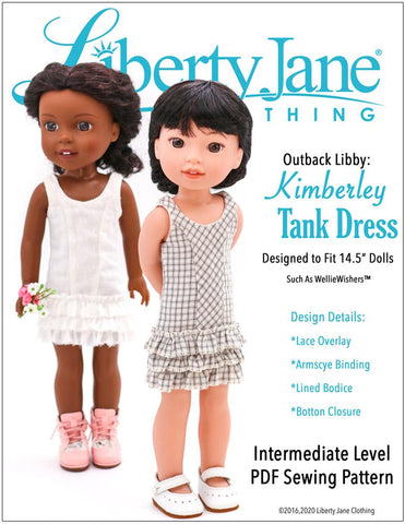 Liberty Jane WellieWishers Kimberley Tank Dress 14.5" Doll Clothes Pattern Pixie Faire