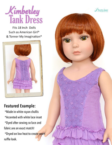 Liberty Jane 18 Inch Modern Kimberley Tank Dress 18" Doll Clothes Pattern Pixie Faire