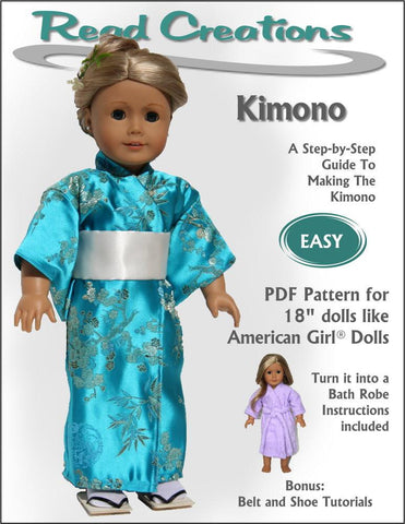 Read Creations 18 Inch Modern Kimono / Bathrobe 18" Doll Clothes Pattern Pixie Faire