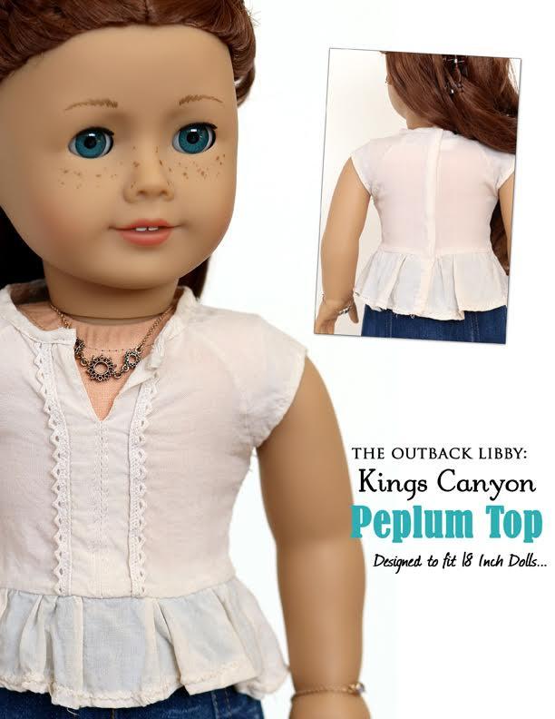 Liberty Jane 18 Inch Modern Kings Canyon Peplum Top 18" Doll Clothes Pattern Pixie Faire