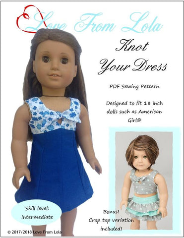 Love From Lola 18 Inch Modern Knot Your Dress 18" Doll Clothes Pattern Pixie Faire