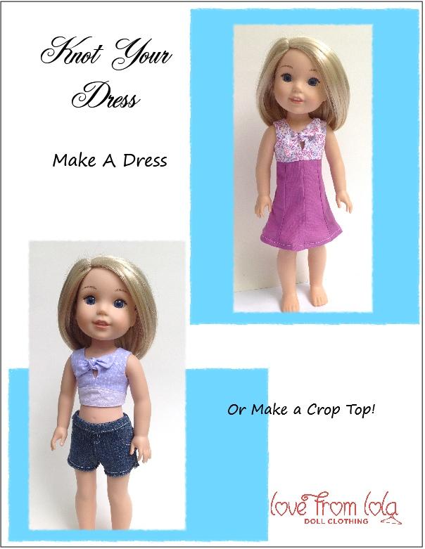 Love From Lola WellieWishers Knot Your Dress  14.5" Doll Clothes Pattern Pixie Faire