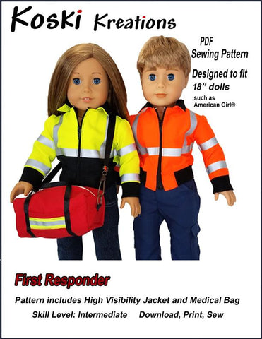 Koski Kreations 18 Inch Modern First Responder 18" Doll Clothes Pattern Pixie Faire
