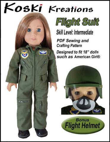 Koski Kreations 18 Inch Modern Flight Suit 18" Doll Clothes Pattern Pixie Faire
