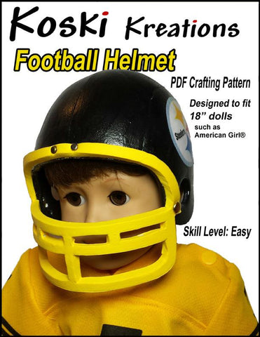 Koski Kreations 18 inch Boy Doll Football Helmet 18" Doll Accessory Pattern Pixie Faire