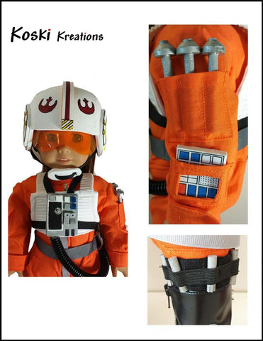 Koski Kreations 18 Inch Modern Galactic Pilot 18" Doll Clothes Pattern Pixie Faire