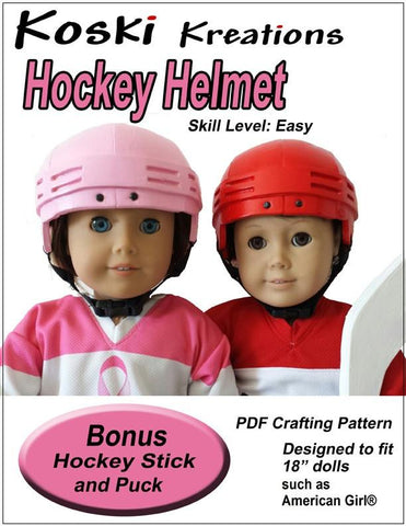 Koski Kreations 18 Inch Boy Doll Hockey Helmet 18" Doll Accessory Pattern Pixie Faire