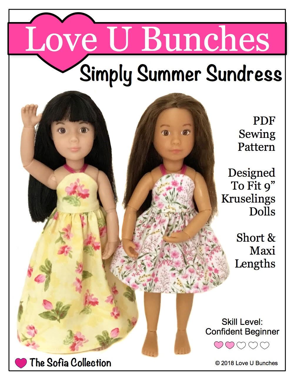 Love U Bunches Kruselings Simply Summer Sundress Pattern for Kruselings Dolls Pixie Faire