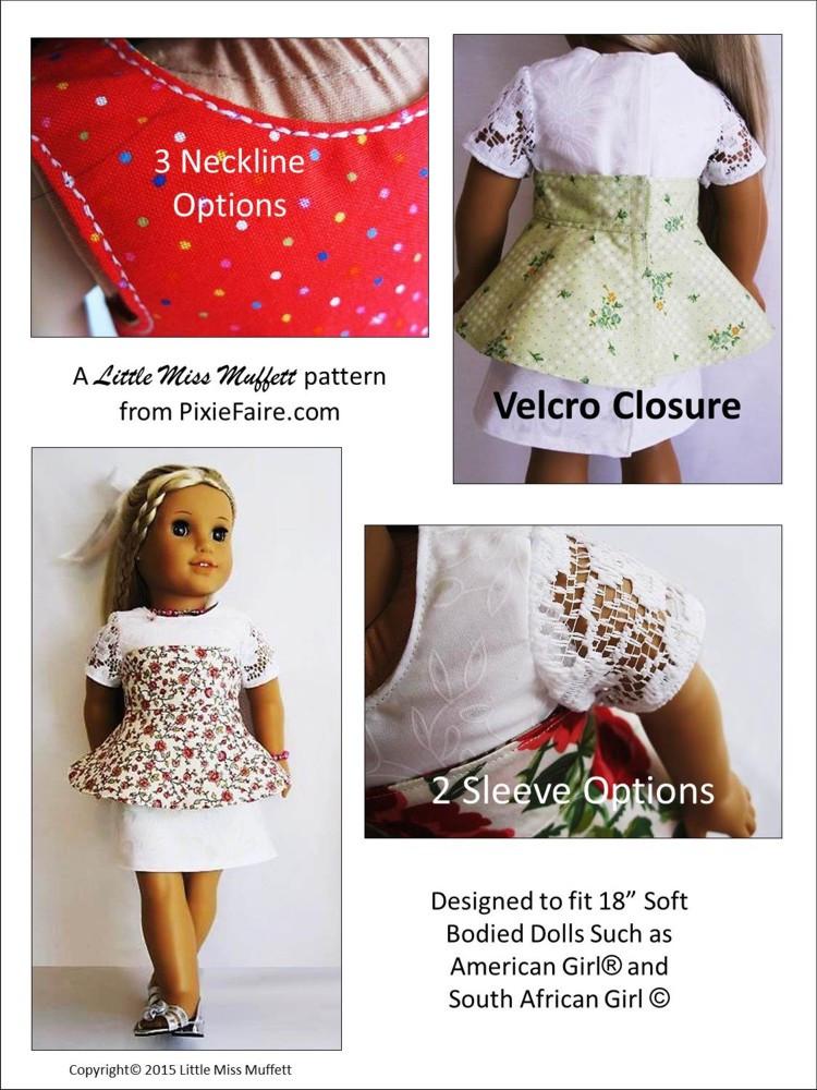 Little Miss Muffett 18 Inch Modern Kyra's Choice 18" Doll Clothes Pattern Pixie Faire