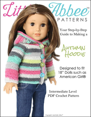 Little Abbee Crochet Autumn Hoodie Crochet Pattern for 18" Dolls Pixie Faire