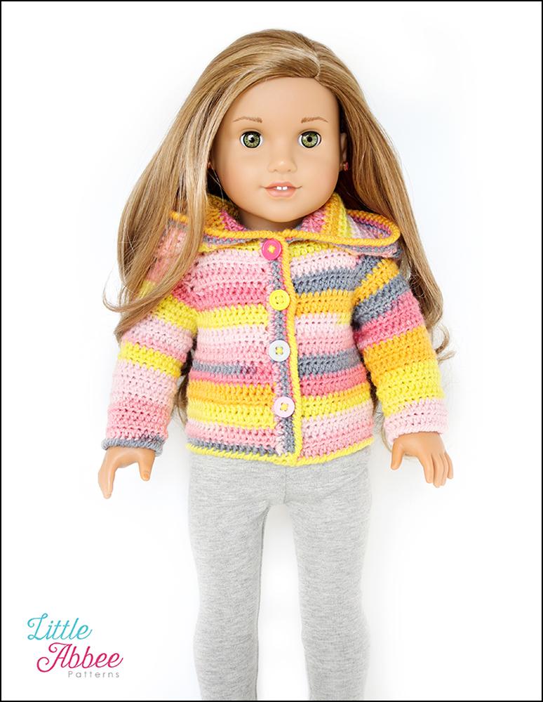 Little Abbee Crochet Autumn Hoodie Crochet Pattern for 18" Dolls Pixie Faire