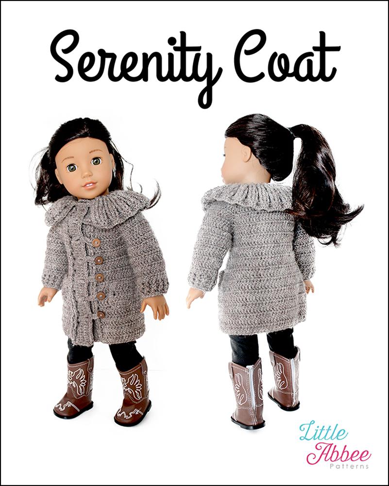 Little Abbee Crochet Serenity Coat 18" Doll Crochet Pattern Pixie Faire