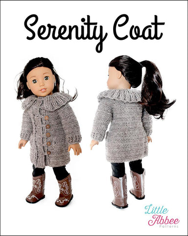 Little Abbee Crochet Serenity Coat 18" Doll Crochet Pattern Pixie Faire