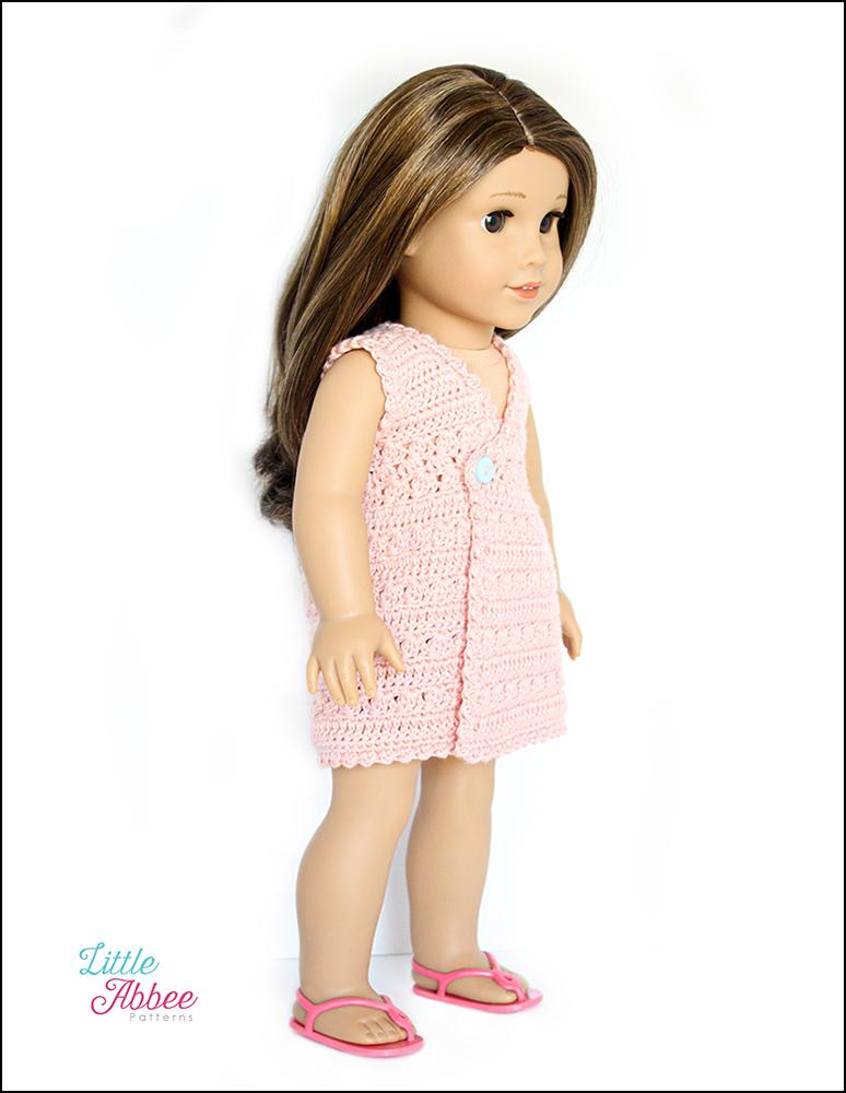 Little Abbee Crochet Summer Wrap Dress 18" Doll Clothes Crochet Pattern Pixie Faire