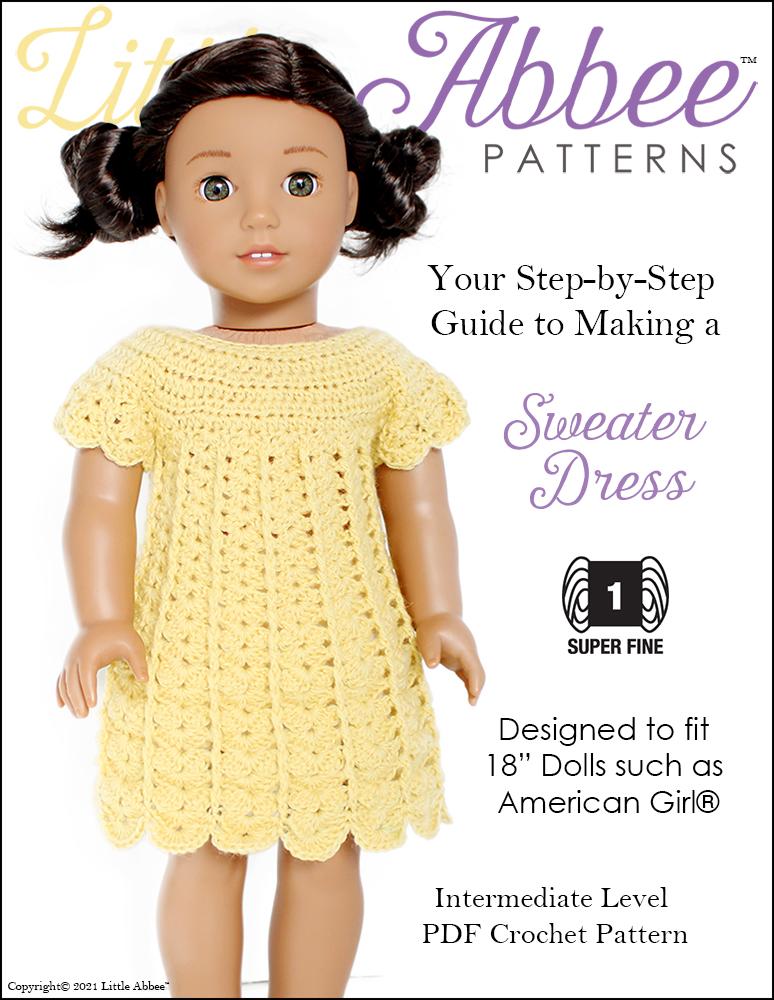 Little Abbee Sweater Dress Doll Clothes Pattern 18 inch American Girl Dolls Little Abbee Sweater Dress Doll Clothes Pattern 18 inch American Girl Dolls