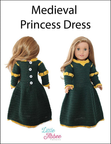 Little Abbee Crochet Medieval Princess Dress Crochet Pattern for 18" Dolls Pixie Faire