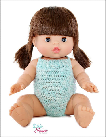 Little Abbee MiniKane Halter Playsuit Crochet Pattern for 13" MiniKane Baby Dolls Pixie Faire