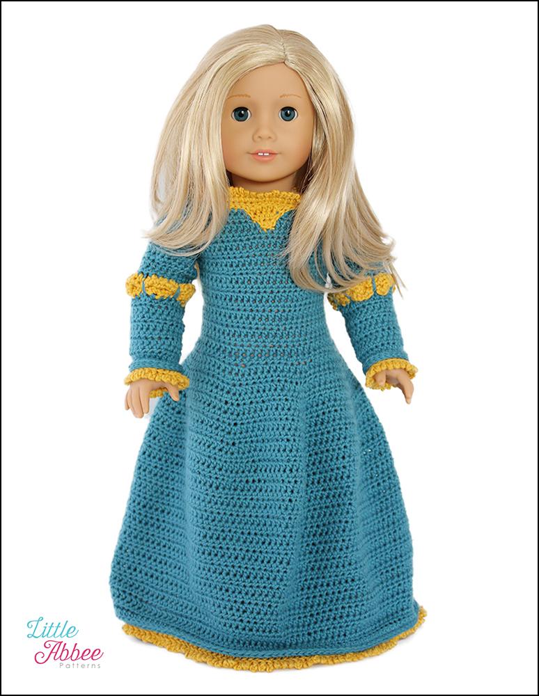 Little Abbee Medieval Princess Dress Doll Clothes Pattern 18 inch American Girl Dolls