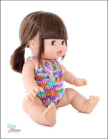 Little Abbee MiniKane Halter Playsuit Crochet Pattern for 13" MiniKane Baby Dolls Pixie Faire