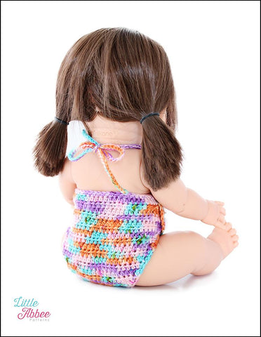 Little Abbee MiniKane Halter Playsuit Crochet Pattern for 13" MiniKane Baby Dolls Pixie Faire