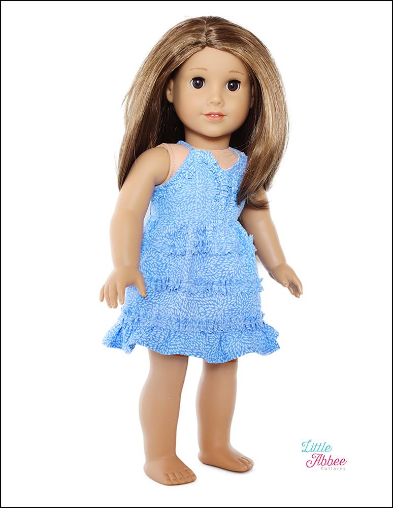 Little Abbee 18 Inch Modern Summer Rain Dress 18" Doll Clothes Pattern Pixie Faire